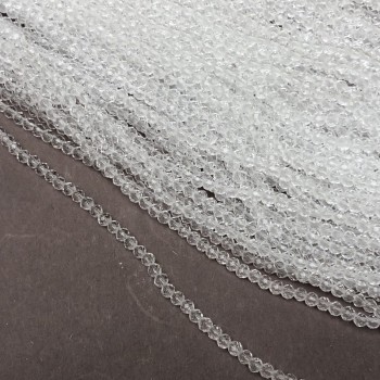 Мънисти от чешки кристал на конец, бял прозрачен гранен рондел, диаметър 3,5×3 мм, дължина 36–38 см