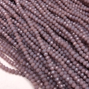 Мъниста от чешки кристал на конец лилави матови грановани рондели, диаметър 3,5×3 мм, дължина 36–38 см +