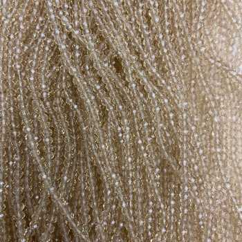 Мънисти чешки кристал на конец шампан прозрачен рондел, диаметър 3,5х3 мм + -, дължина 32 см +