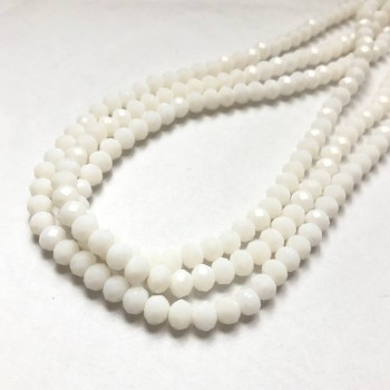 Мъниста от чешки кристал на конец, бледо прасковени матови грановани рондели, диаметър 6×4,5 мм, дължина 38–40 см +