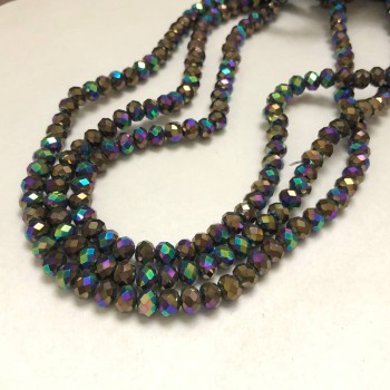 Мънисти Чешки кристал на конец със бензиново покритие, гранован рондел, диаметър 6x4,5 мм + -, дължина 38-40 см +