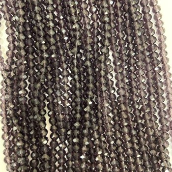 Мънисти чешки кристал на конец тъмно лилави, гранован рондель, диаметър 3×3,5 мм, дължина 32 см +