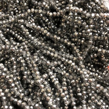 Мънисти от чешки кристал на конец, асортимент: сиви, с напыление, гранован рондел, диаметър 3,5×3 мм, дължина 36–38 см