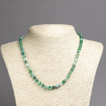 Огърлица от ахат със фасети, топчета с диаметър около 6 мм, дължина около 45 см+