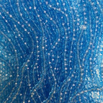 Мънисти от чешки кристал на конец в наситено син нюанс — прозрачно гранен рондел, диаметър 6х4,5 мм, дължина 38 см