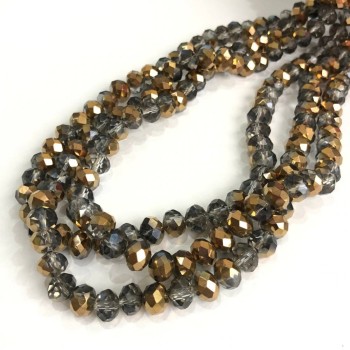 Мънисти от чешки кристал на конец, асортимент сиви с напылване, гранен рондел, диаметър 8×6 мм, дължина 40–42 см