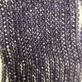 Лилави мъниста от чешки кристал на конец, прозрачно гранован рондель, диаметър 6×5 мм, дължина 40 см +