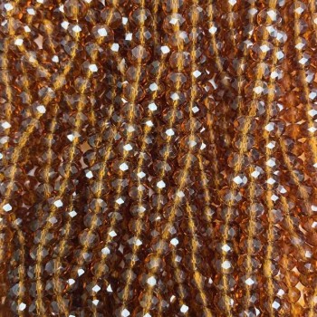 Мъниста от чешки кристал на конец кафяви, прозрачни гранени, диаметър 6×5 мм + -