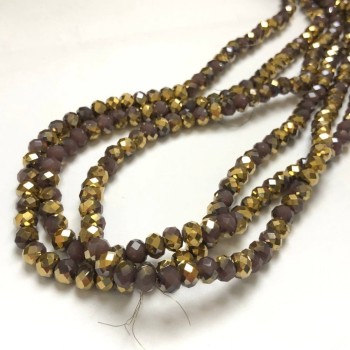 Мъниста чешки кристал на конец асортимент лилави матови с напыление гранован рондел, диаметър 8х6 мм, дължина 40-42 см +