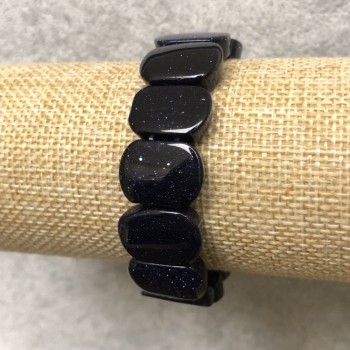 Браслет на ластик от естествен авантюрин «Син пясък» Нощ на Каира гладка закръглена ланка 18×13 мм+