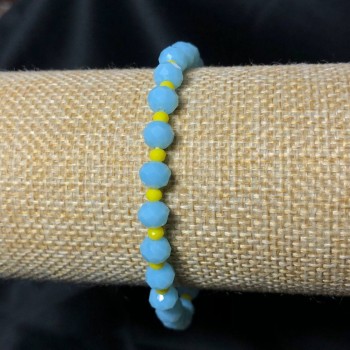 Гривна на еластична лента от чешки кристал Украйна — гранован рондел, диаметър 6×4 мм, дължина 18 см (+/-)