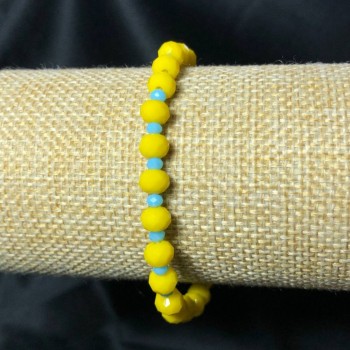 Гривна на ластик от чешки кристал Украйна, гранован рондел, диаметър 6×4 мм, дължина 18 см