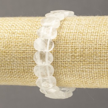 Еластична гривна от планински кристал, гранена ланка, диаметър 14×9,5 мм+