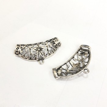 Опаковка / 5 бр. Основа за висулка 32х15 мм + - сребрист метал