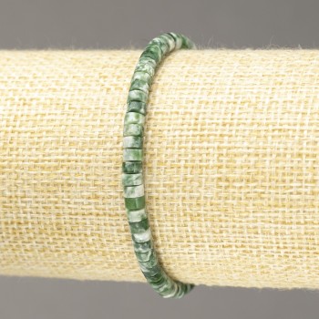 Гривна на ластик от естествен камък мъхов агат рондел, диаметър 4×2,5 мм+, дължина 18 см+