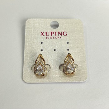Сережки Xuping със позлата 18K с бели стрази, диаметър 15×8 мм +