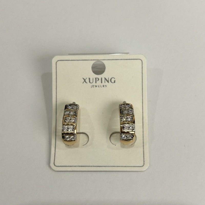 Овеци Xuping позлатяване 18K родий с бели кристали, диаметър 16х6 мм +