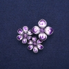Брошка‑кулон «Цветя с аметист и фиолетов емал», сребрист метал 36×46 мм