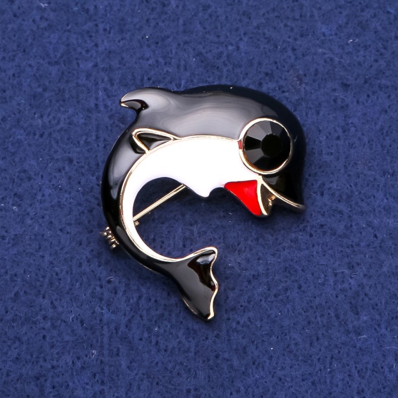 Брошка Черна косатка 37×38 мм
