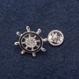 Брошка с винтово закопчаване «Штурвал» 2,5 см сив метал