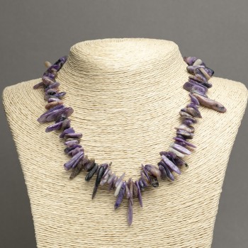 Намисто от чароит — късче «игла», диаметър 15×3 мм, дължина 45 см ±