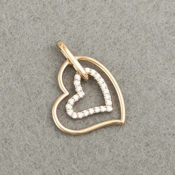 Медальон Xuping със сърце и позлата 18K, с бели стрази, диаметър 21×17 мм +