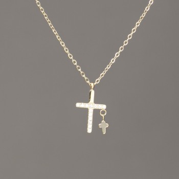 Верижка Xuping лимоново позлатяване с висулка и бели кристали 15×9 мм + -, дебелина 1 мм + -, дължина 40-45 см +