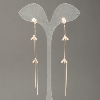 Обици Xuping позлатяване 18K с бели кристали