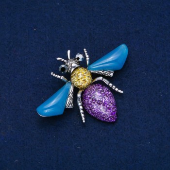 Брошка пеперуда сребрист метал 47х62 мм +