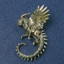 Брошка Дракон с златист метал с блакитни бензинови кристали 64x50 мм+