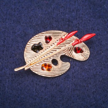 Брошка Палитра с емал златист метал 26×50 мм