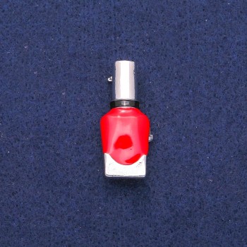 Брошка Лак червено и черно емал, сребрист метал 13х33мм