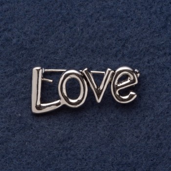 Брошка \"LOVE\" 3х1,5 см сив метал
