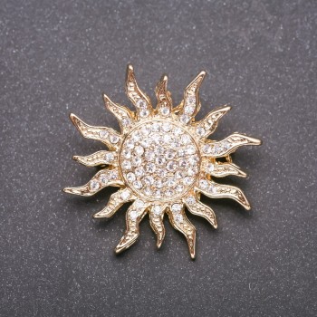 Брошка „Слънце Акцент“ жълт метал 45×45 мм