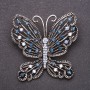 Брошка Пеперуда със сини кристали 53×54 мм сив метал