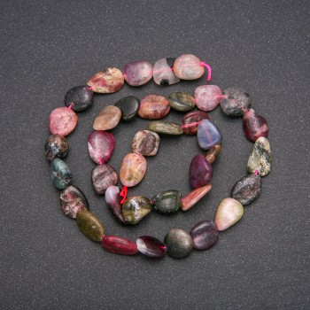 Турмалинови мъниста галтовирани от естествени камъни, диаметър 10×13 мм, дължина 38 см