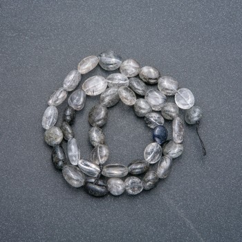 Мъниста на конец от естествен камък рутилиран кварц космат галтови, диаметър 8×9 мм, дължина 41 см +