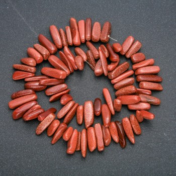 Нишка от естествен камък авантюрин «Златен пясък», частичка във форма на игла, диаметър 20×6 мм, дължина 40 см +