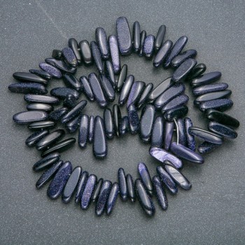 Нитка от естествен камък Авантюрин Нощ Каира късче "игла", диаметър 20×6 мм, дължина 41 см +