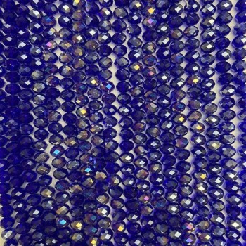 Мънисти от чешки кристал, синьо-бензинов оттенък, на конец, диаметър 8×6 мм, дължина 40–42 см