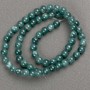 Мънисти на конец тонован кварц (изкуствен акрил) цвят виридиан, гладки мънисти, диаметър 6,5 мм ±, дължина 40 см