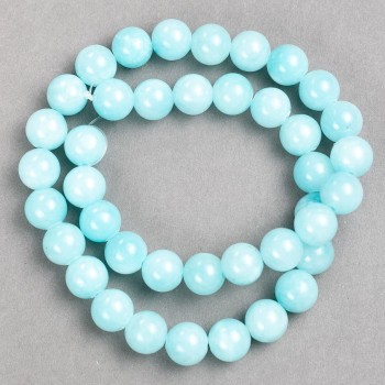 Мънисти на конец аквамарин (изкуствен акрил) гладки топчета, диаметър 10,5 мм, дължина 40 см