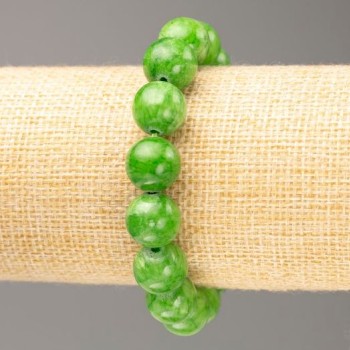 Еластична гривна с имитация на нефрит (изкуствен акрил), диаметър 12,5 мм, дължина 18 см