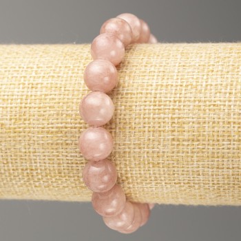 Гривна на ластик - ягодов кварц (изкуствен акрил) гладко мънисто, диаметър около 10 мм, дължина 18 см