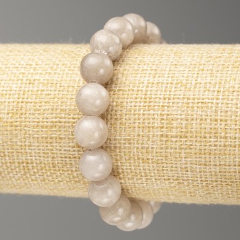 Гумена гривна с димчат агат (изкуствен акрил) гладка мъниста, диаметър 10 мм, дължина 18 см