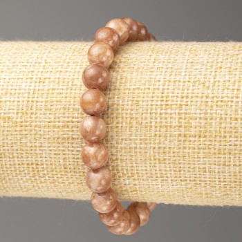 Гривна от селенит със синтетичен акрил, диаметър около 8 мм, дължина около 18 см, гладка топка на еластична лента