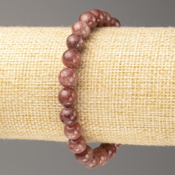 Браслет от изкуствен акрил, имитиращ селенит, диаметър 8 мм ±, дължина 18 см ±, гладки мънисти на еластичен конец