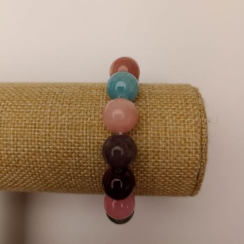 Гривна на еластична нишка от тониран кварц «Ассорти» (изкуствен акрил) гладка мъниста, диаметър около 12,5 мм, дължина 18 см