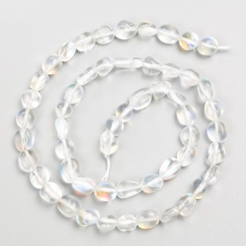 Мънисти на конец опалово стъкло, закръглена форма, 6×7 мм, дължина 40 см+-