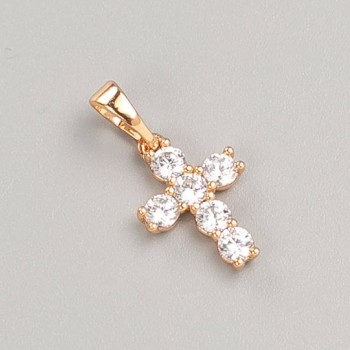 Кулон Xuping Кръст позлатяване с бели кристали 18K, диаметър 15×10,5 мм